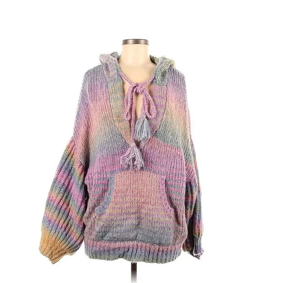 Loveshackfancy Remington Rainbow Ombre Striped Hoodie Medium Large